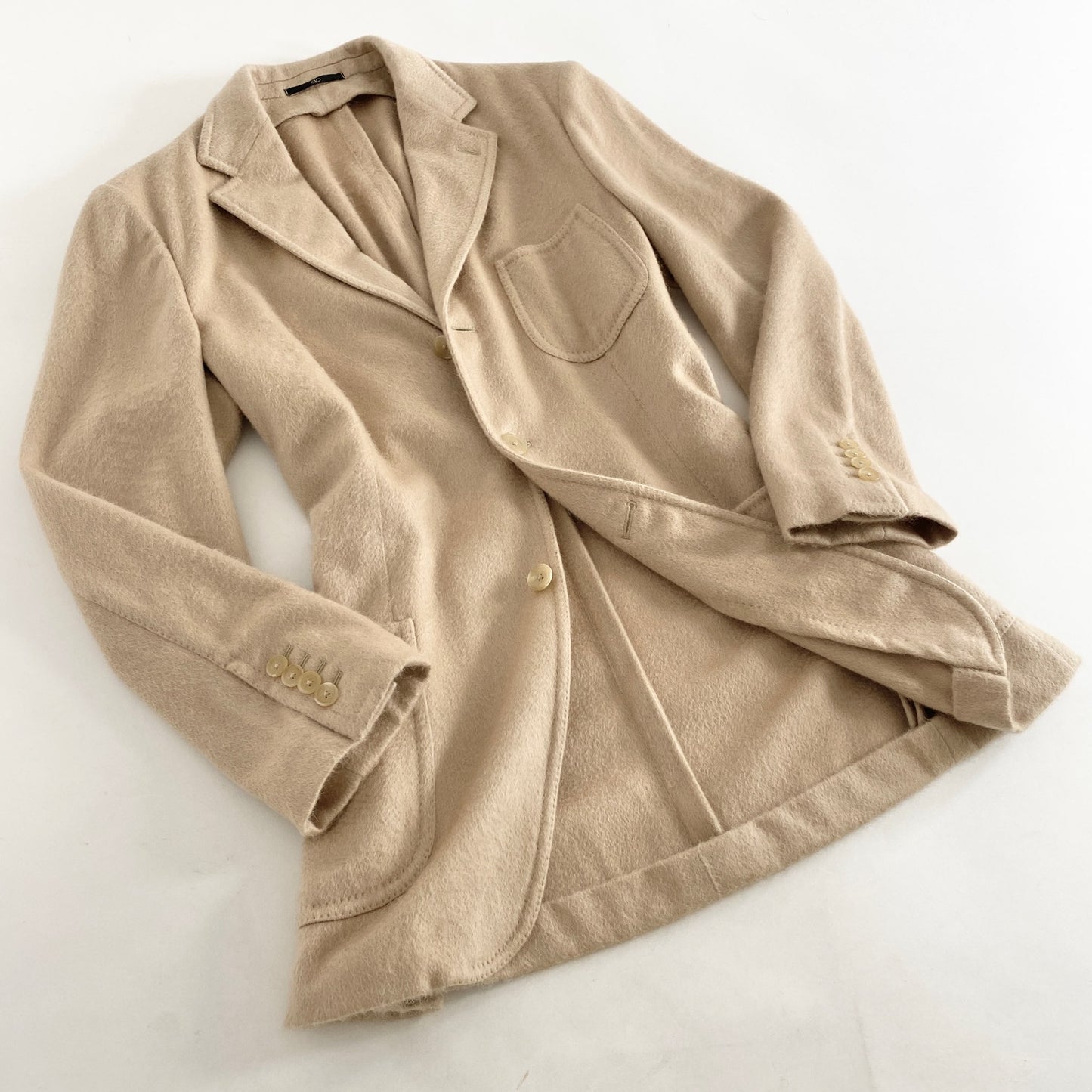 63L5《美品》伊製 VALENTINO ヴァレンティノ カシミヤ100% テーラードジャケット カシミヤジャケット 50 7R(L相当) ベージュ 総カシミア メンズ