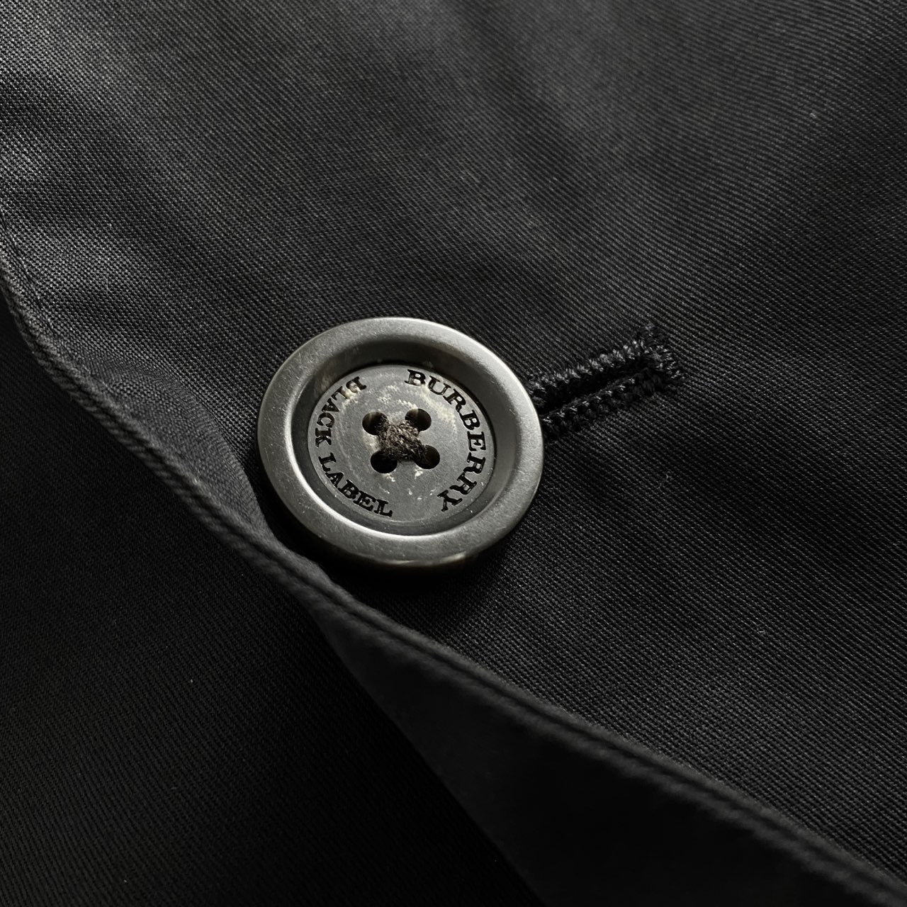 4a17 BURBERRY BLACK LABEL バーバリーブラックレーベル ステンカラーコート ロングコート M ブラック メンズ コットン 上着