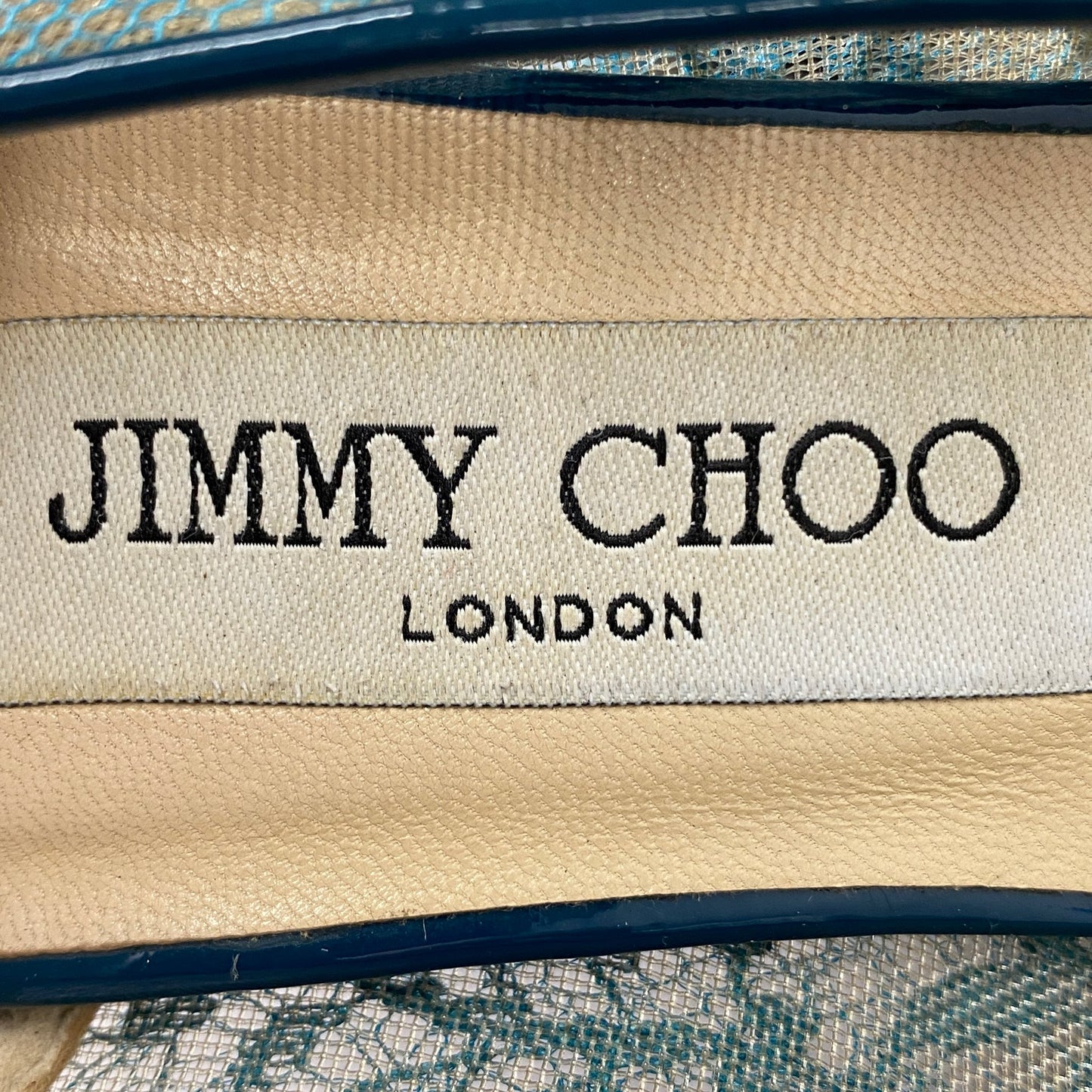 3a26 《美品》 JIMMY CHOO ジミーチュウ イタリア製 ABEL アベル ハイヒール レース パンプス シューズ ポインテッドトゥ 36 1/2 ブルー MADE IN ITALY