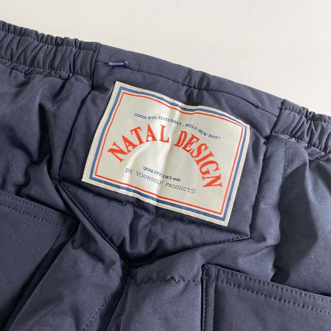24c12 日本製 NATAL DESIGN ネイタルデザイン キルティングダウンパンツ イージーパンツ Mサイズ ネイビー MADE IN JAPAN