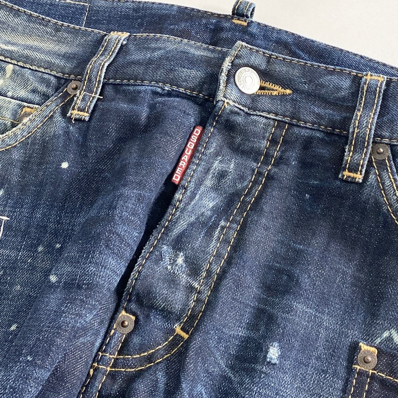 70L7-2《美品》DSQUARED2 ディースクエアード ヴィンテージ加工 ツイストデニムスキニーパンツ 46 インディゴ ジーンズ DENIM