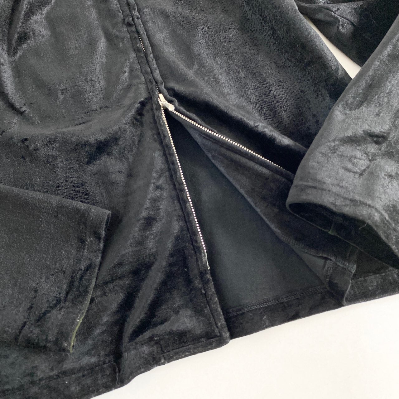 33L10 Yohji Yamamoto ヨウジヤマモト ベロアノーカラージャケット M ブラック ベルベット ririジップ 日本製 ブルゾン ヴィンテージ