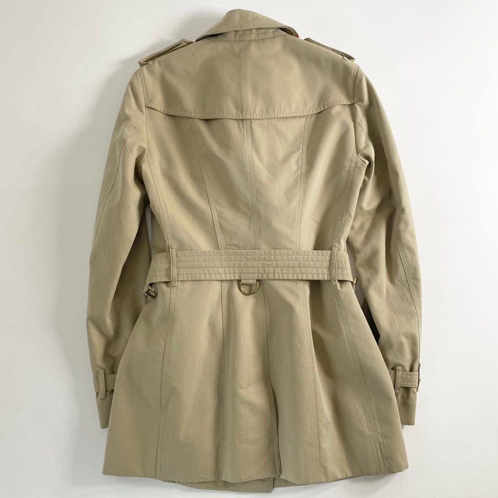 8e26 《美品》 英国製 BURBERRY バーバリー THE SANDRINGHAM ショート丈 トレンチコート ベルテッドコート 裏地ノバチェック 38 M 正規品 春
