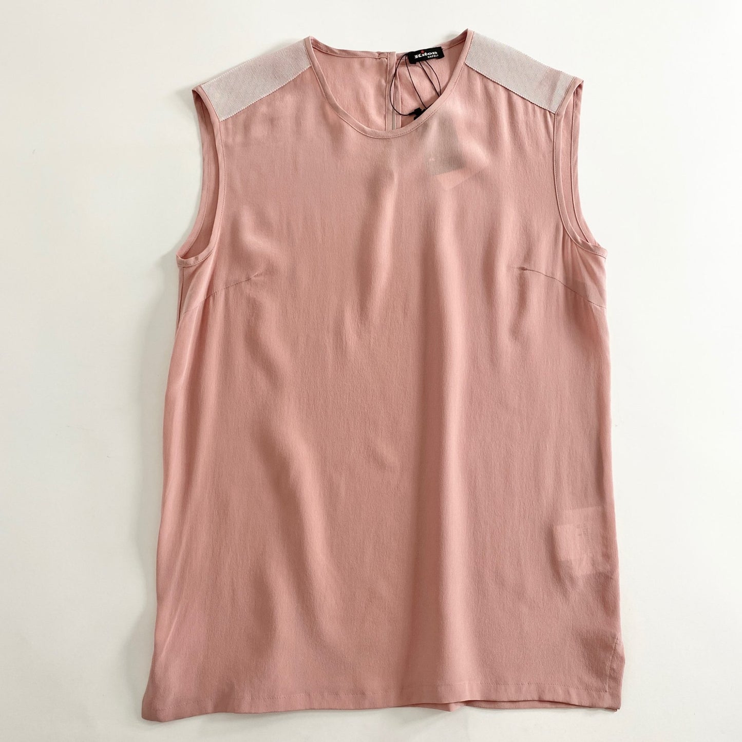 1a31 《未使用》 定価\134,000 Kiton キトン NAPOLI ナポリ ノースリーブシルクトップ ブラウス 38 ピンク イタリア製 絹100%