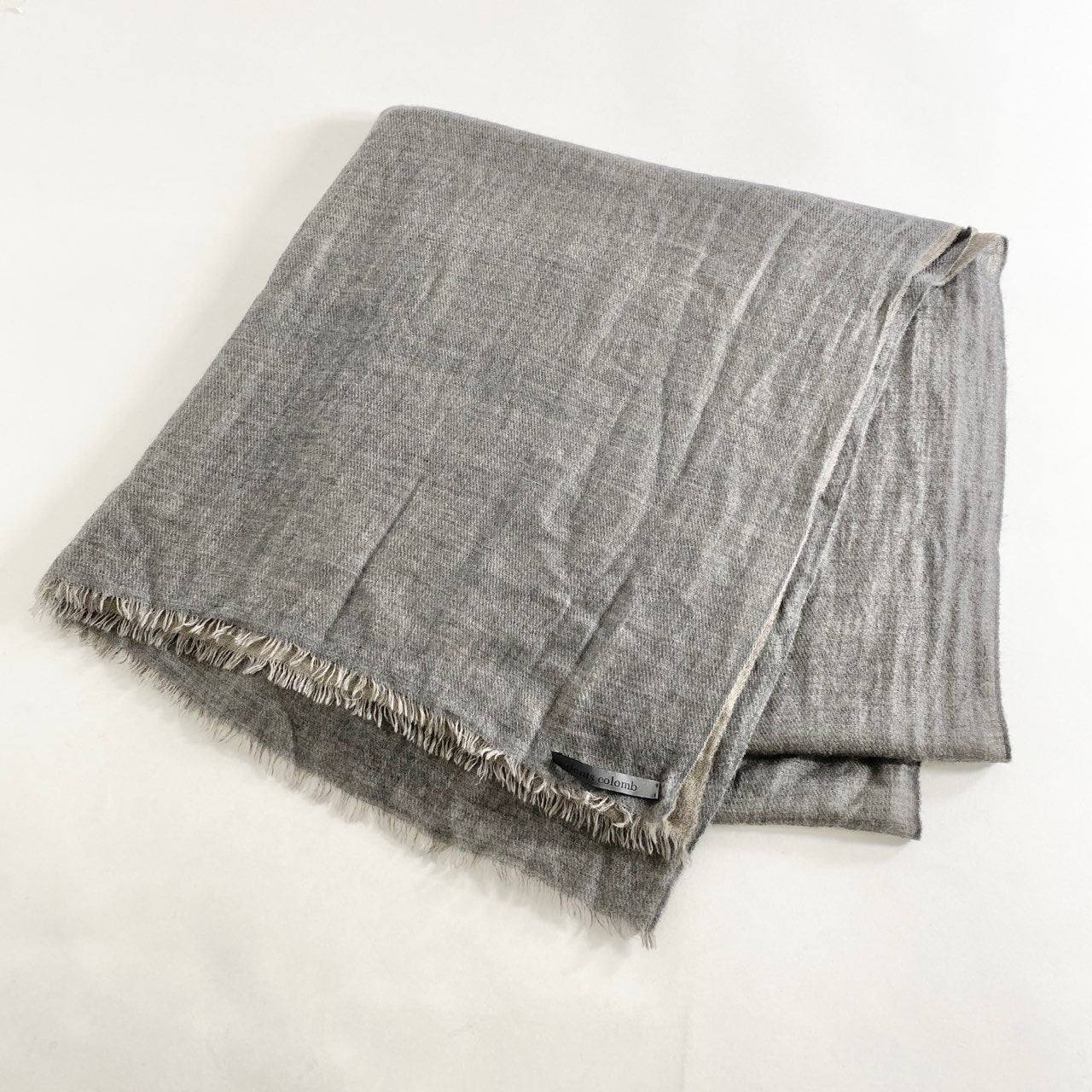 L10《美品》denis colomb デニスコロン カシミヤストール マフラー グレー ベージュ cashmere100% ショール TOMORROW LAND トゥモローランド