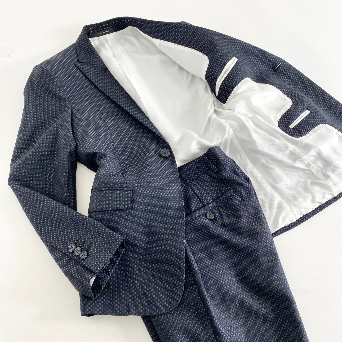 33L14《美品》EMPORIO ARMANI エンポリオ アルマーニ SUPREME シュプリーム スーツ セットアップ 44(170) ブラック イタリア製 ビジネス フォーマル