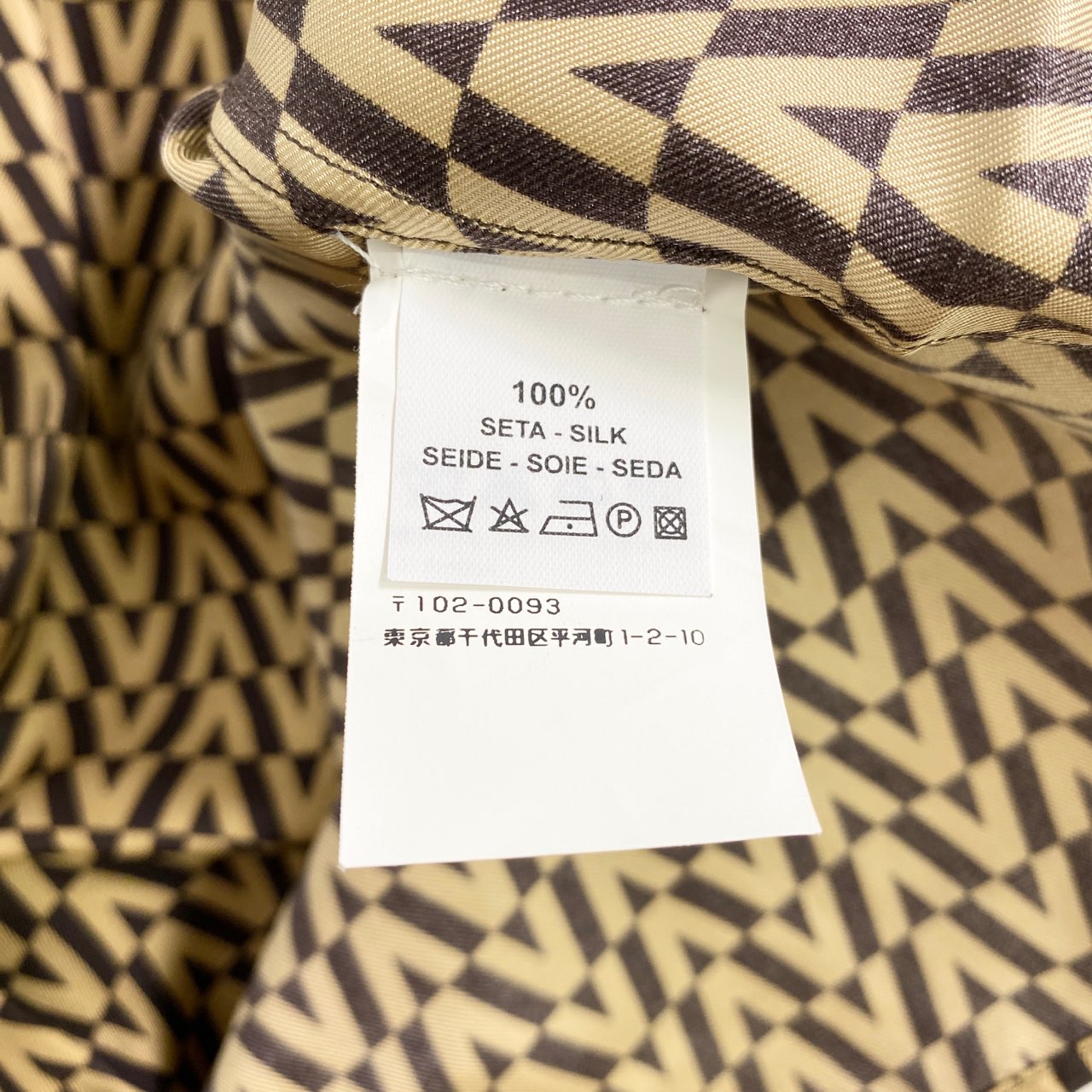 66L7《美品》イタリア製 VALENTINO ヴァレンティノ 総柄シルクシャツ 41 ブラウン ゴールド silk100% ヴィンテージ レトロ