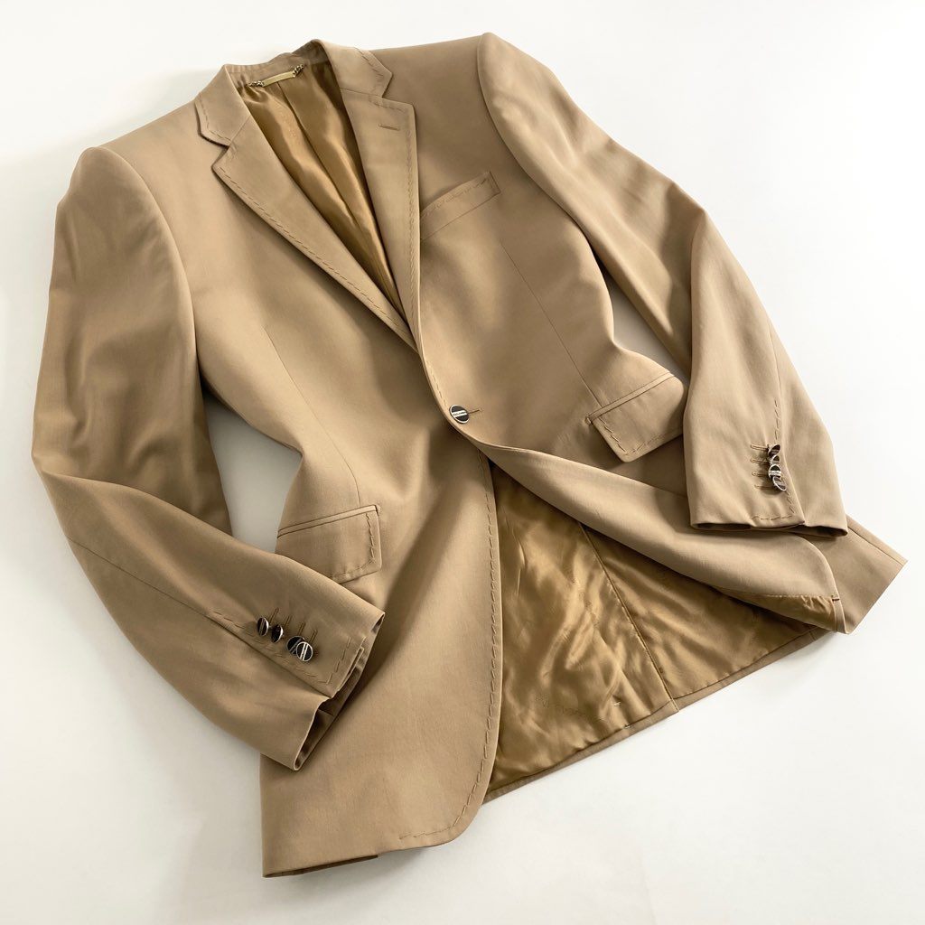 63b13 DOLCE&GABBANA ドルチェアンドガッバーナ イタリア製 テーラードジャケット ブレザー フォーマル ビジネス 48 ベージュ ウール MADE IN ITALY