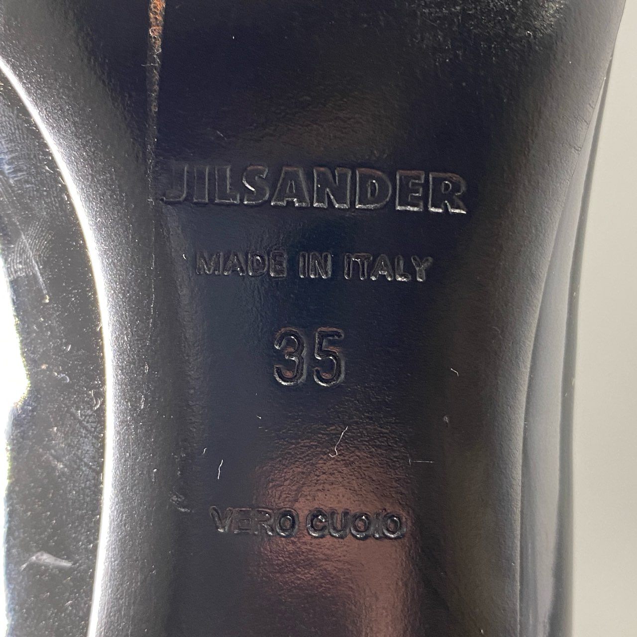 4c3 JIL SANDER ジルサンダー パテントレザー パンプス 35 ブラック シューズ エナメル イタリア製