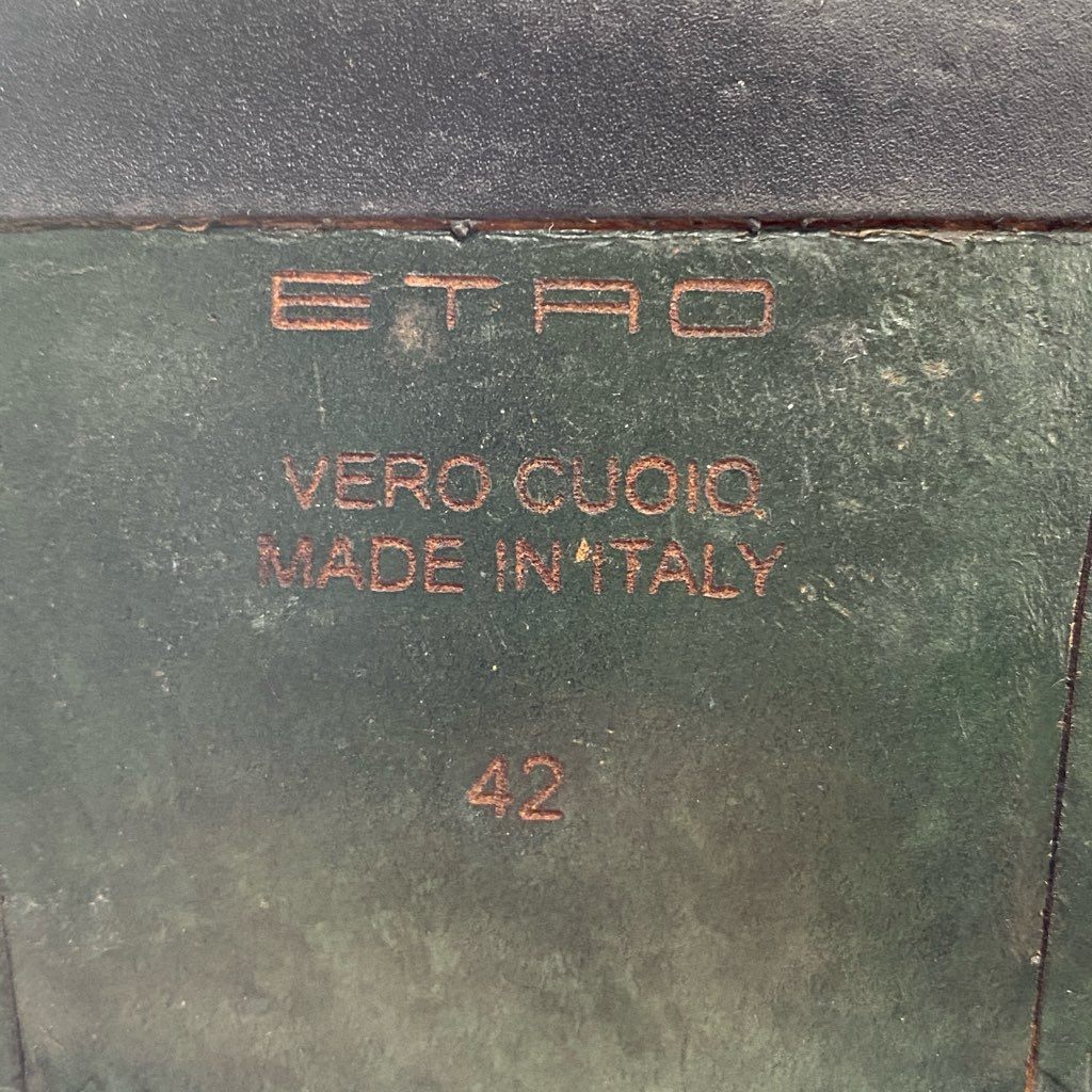 1b27 ETRO エトロ クロコ型押し タッセル ビットローファー 42 ネイビー イタリア製 シューズ vibram