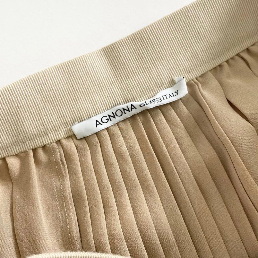 59i17 《美品》 Agnona アニオナ シルク100% プリーツフレアスカート S ピンク PLEATS SKIRT イタリア製 ボトムス