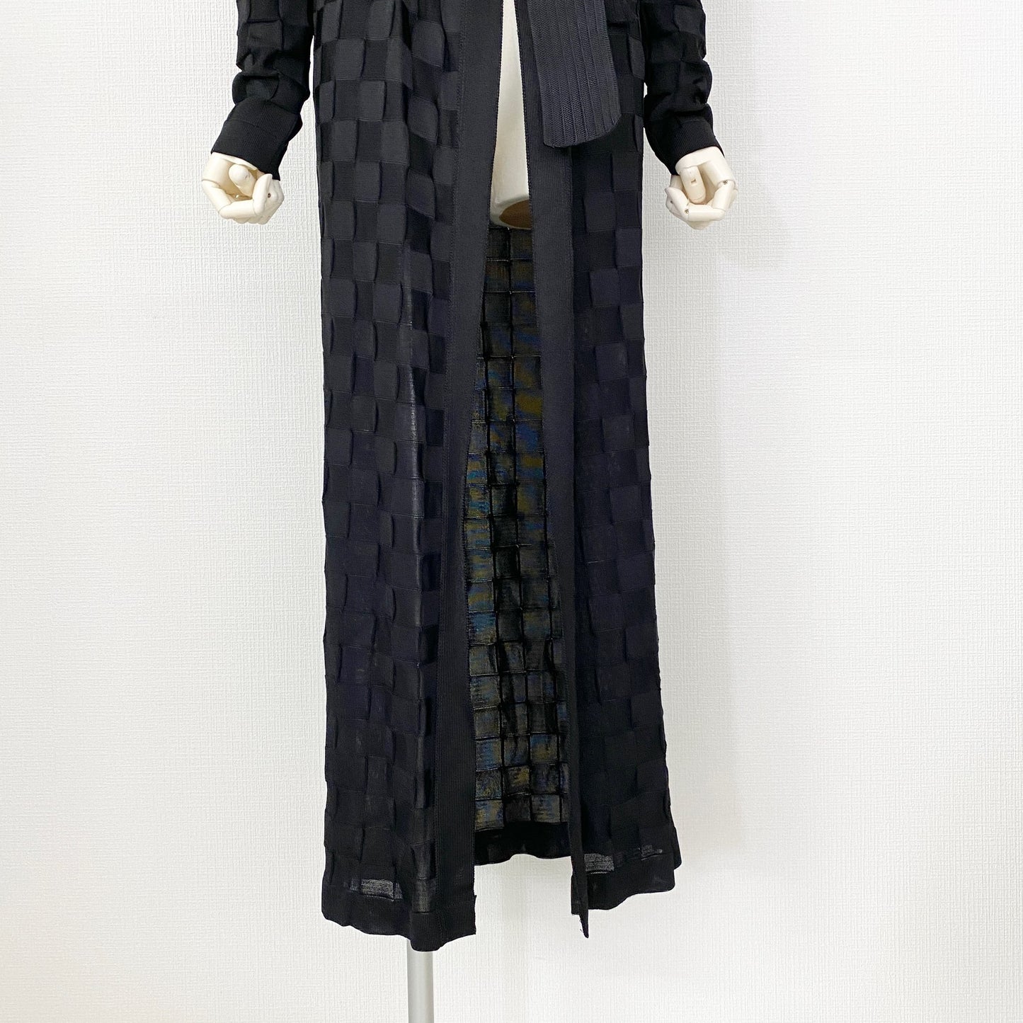 45L2《美品》BALMAIN バルマン イントレチャートガウンコート 34 ブラック ロングカーディガン 羽織 上着