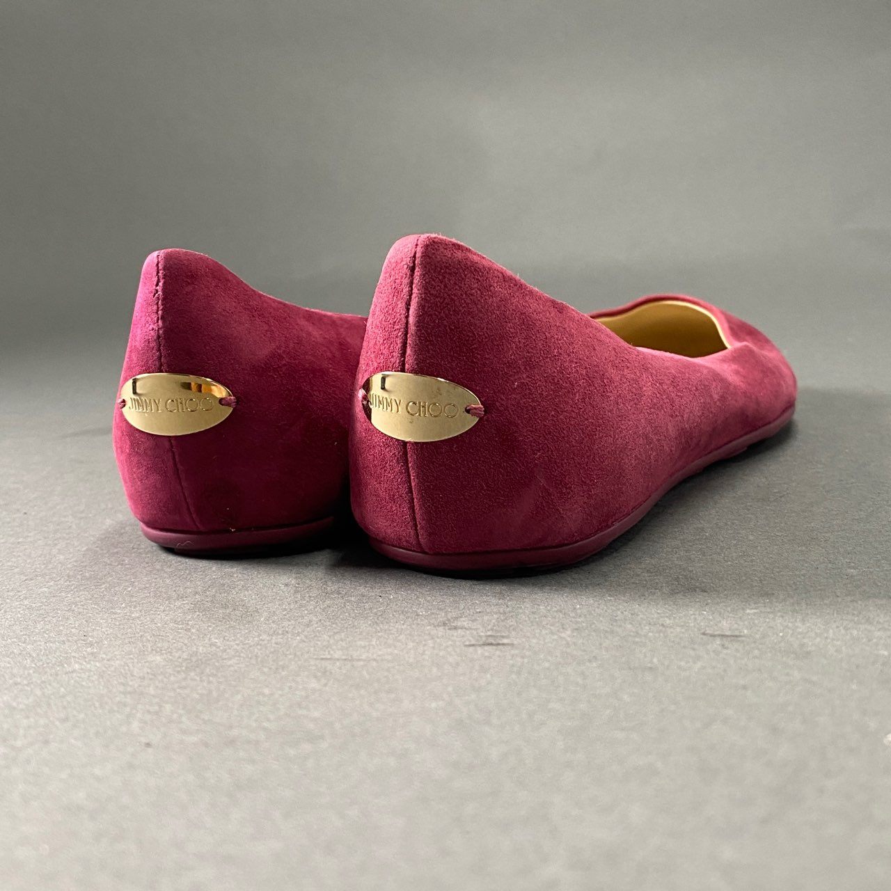 2b9 JIMMY CHOO ジミーチュウ イタリア製 GAZE FLAT フラット パンプス シューズ 35 パープル スエード パテントレザー MADE IN ITALY バレエシューズ 秋
