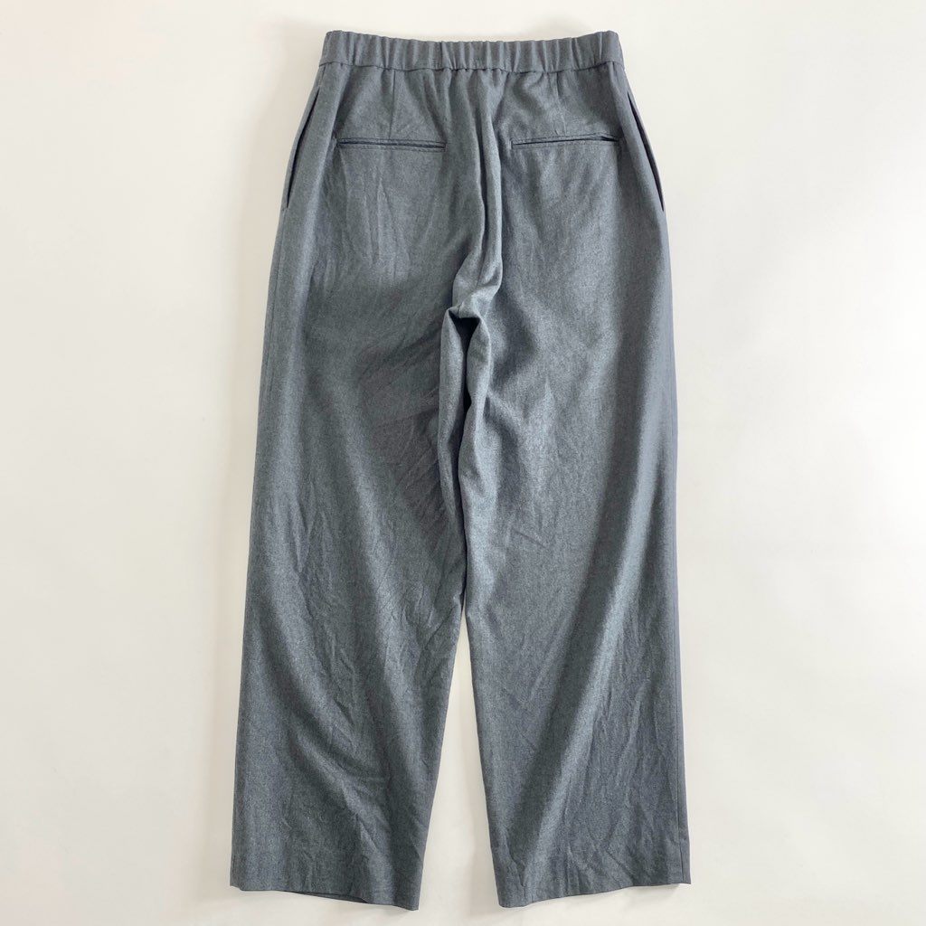 56b12 《美品》 日本製 ATON エイトン 22AW SHRINK FLANNEL スラックスパンツ イージースラックス サイズ6 グレー ウール100% メンズ