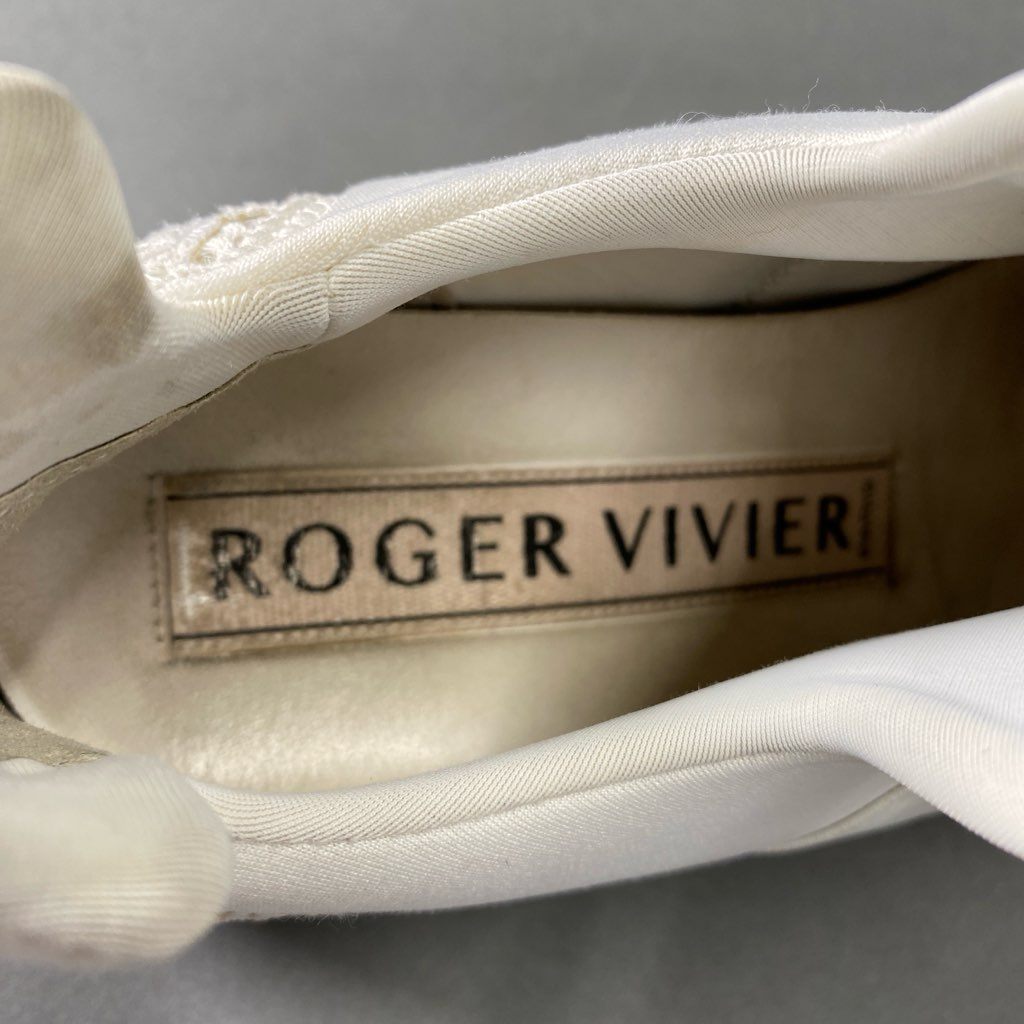 4b24 イタリア製 ROGER VIVIER ロジェヴィヴィエ スニーカー メッシュ バックル シューズ 37 1/2 ホワイト レディース