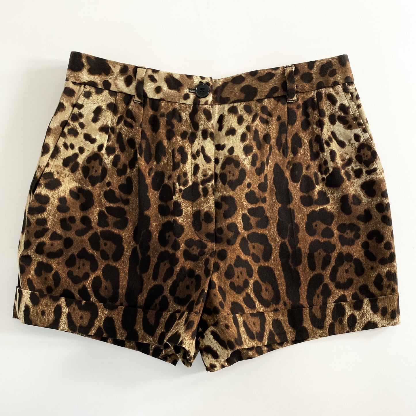 47a31 《美品》 DOLCU&GABANNA ドルチェアンドガッバーナ ショートパンツ ハーフパンツ サイズ42 ブラウン系 レオパード柄 レオパード