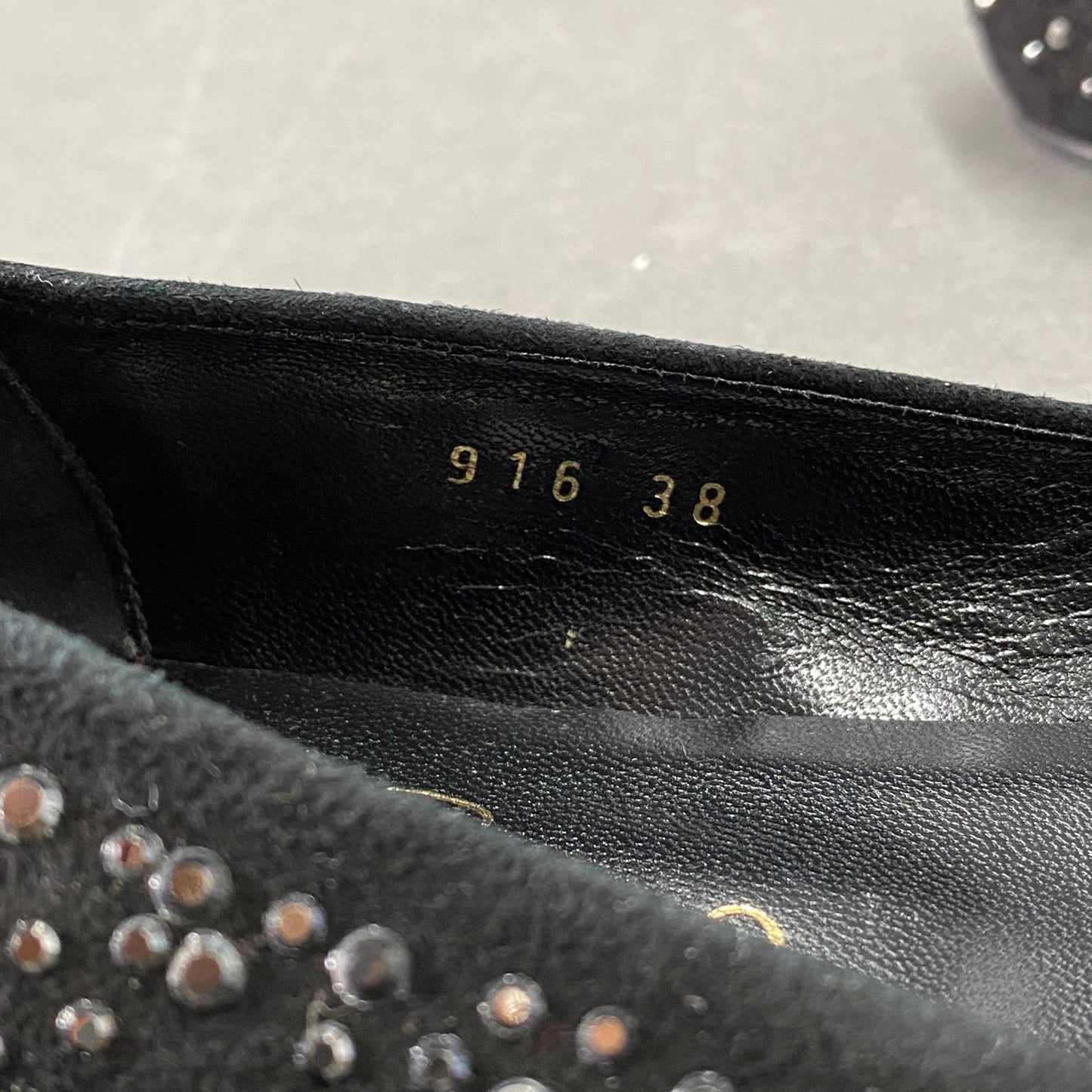 1L5《美品》VALENTINO GARAVANI ヴァレンティノ ガラヴァーニ 38(24cm相当) ブラック ラインストーン フラットシューズ バレエシューズ レディース 靴