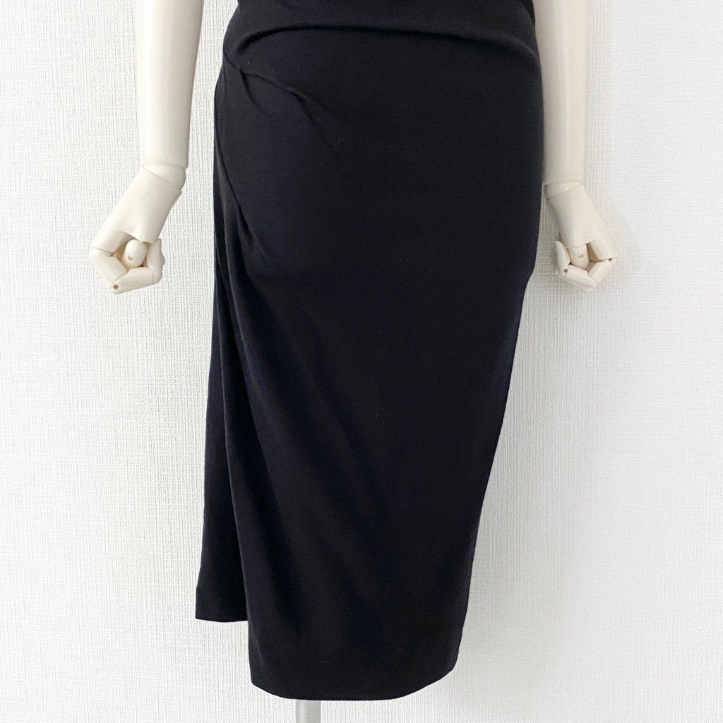 12b7-2 JIL SANDER ジルサンダー イタリア製 ノースリーブワンピース ドレス ミモレ丈 36 ブラック ウール100% MADE IN ITALY
