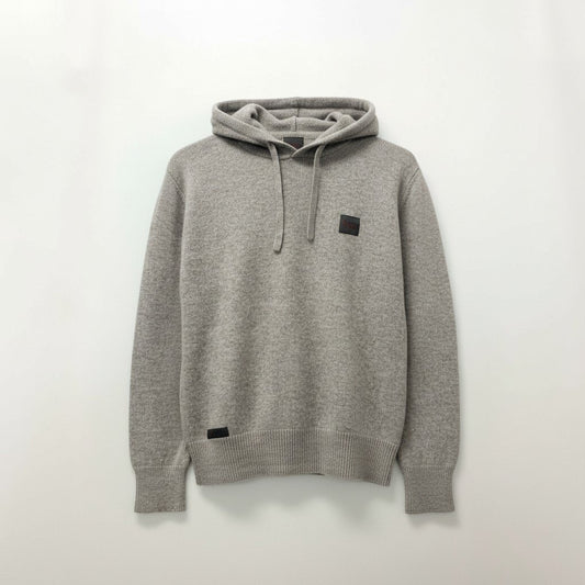 51c13 Papas パパス ロゴパッチ ニットパーカー トップス S グレー カシミヤ混ウール メンズu02t