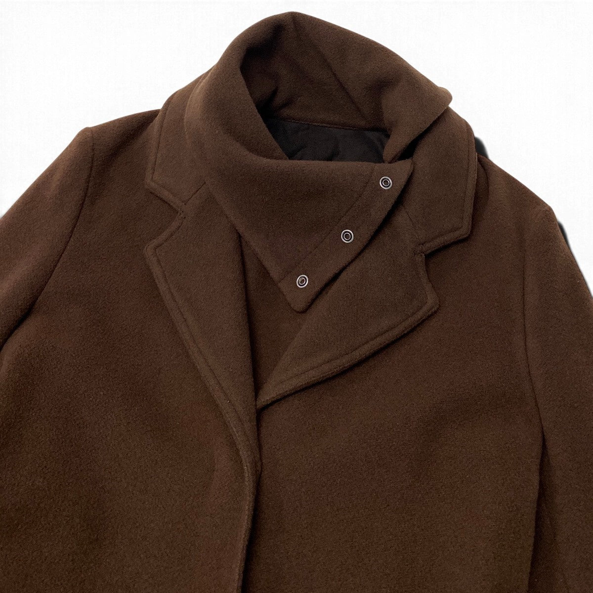 i27 MM6 Maison Martin Margiela ロングウールコート カシミヤ混 ハイネックデザイン ブラウン レディース 女性用u02t