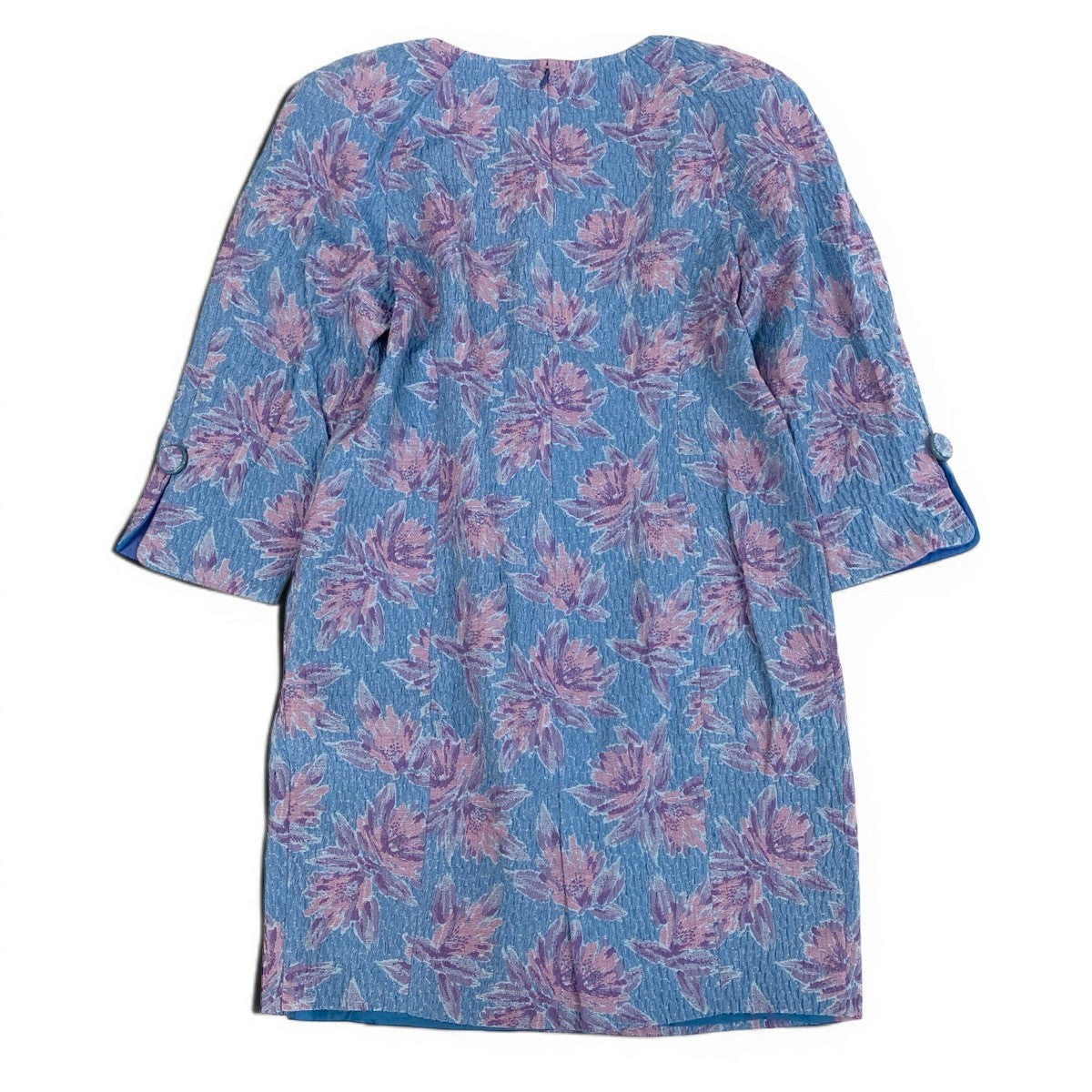 Eg13 Christian Dior クリスチャンディオール ノーカラー 花柄ワンピース サイズ17 ブルー ピンク パープル レディース 女性用o07t