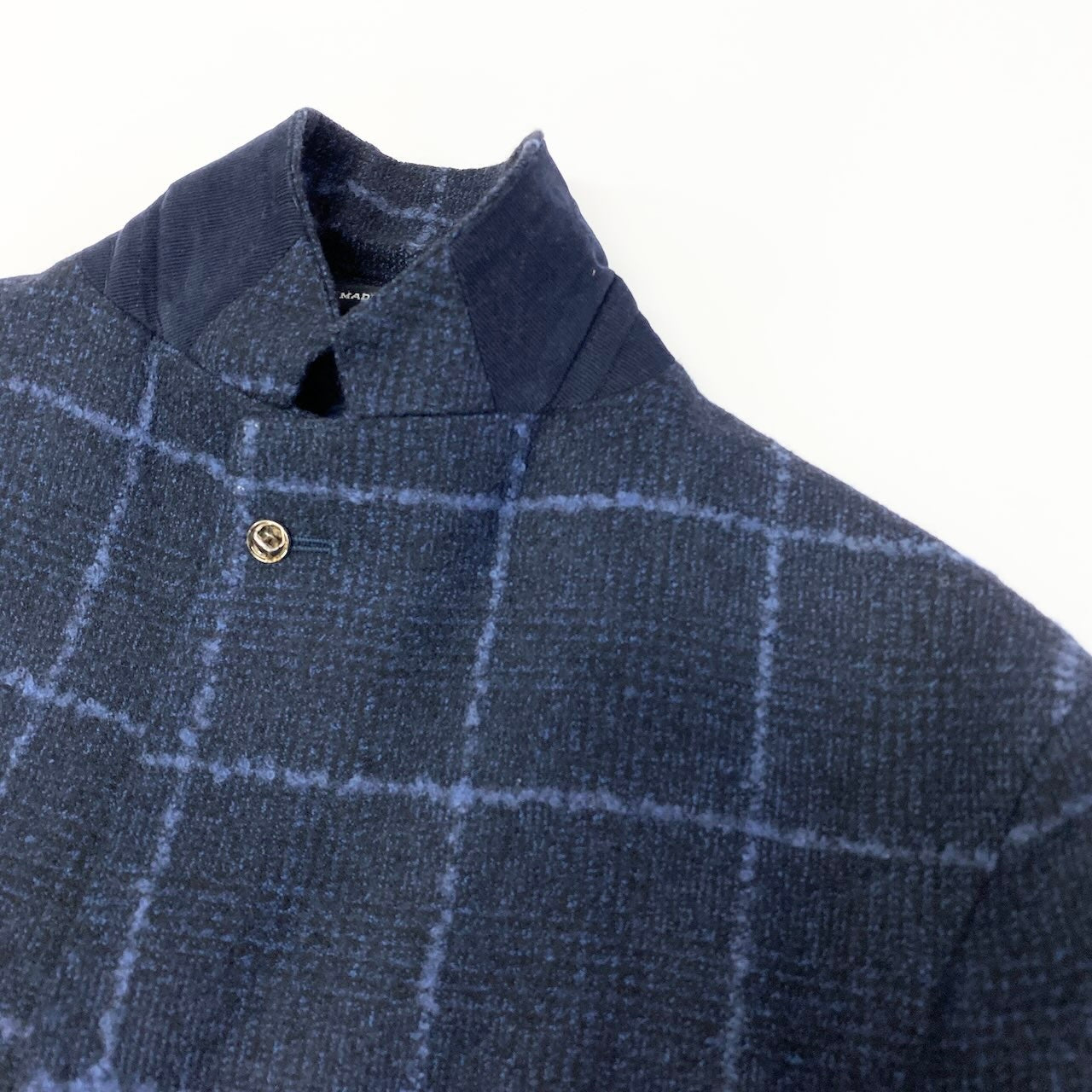 55c19 TAGLIATORE タリアトーレ テーラードジャケット メンズスーツ チェック柄 ウールジャケット ラベルピン メンズ 男性用 紳士服 44 ネイビーu02t