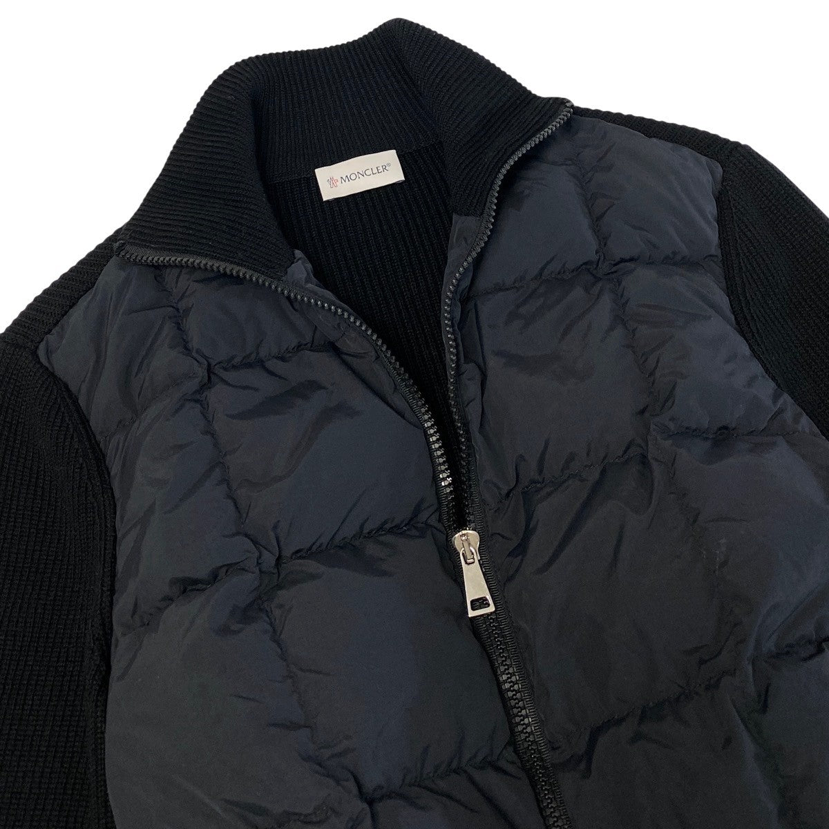 Ij23【極美品】MONCLER CARDIGAN TRICOT ニットダウンジャケット アウター G20939B00019 M1131 Sサイズ ブラック ナイロン ウール レディース 女性用k02i