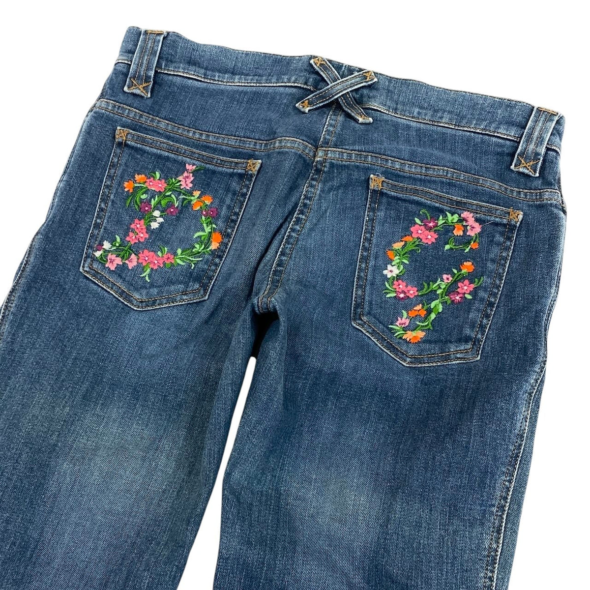 Ii18 DOLCE＆GABBANA フラワーDG デニムパンツ イタリア製 38サイズ インディゴ レディース 女性用u02t