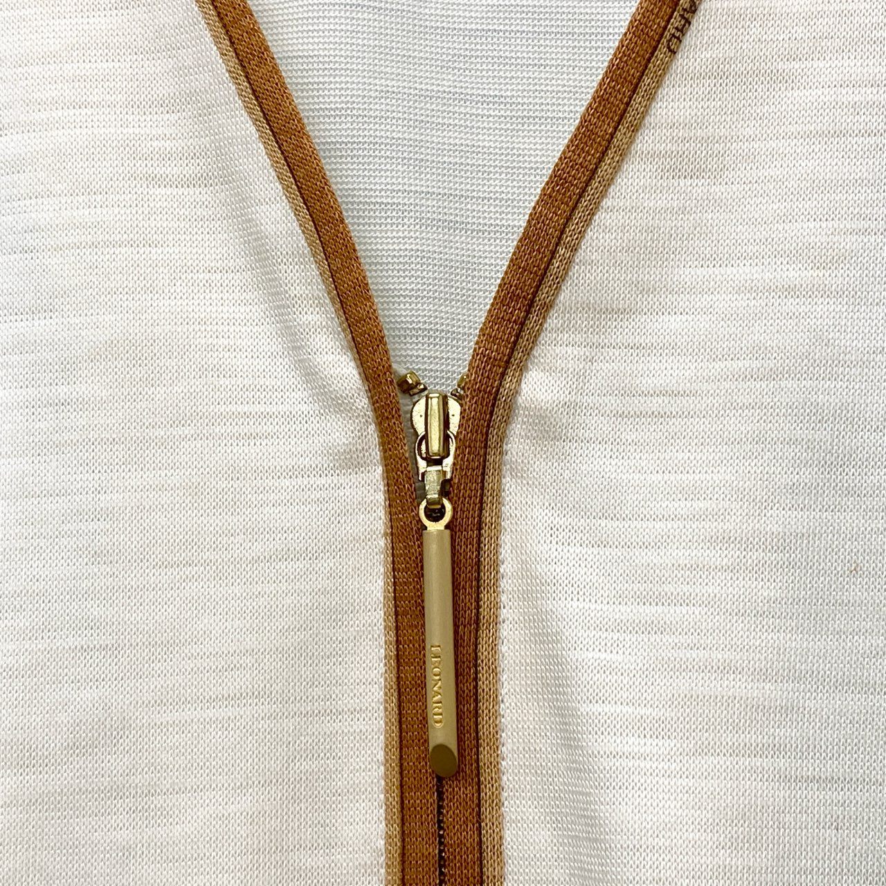 70b17 LEONARD FASHION レオナール  カーディガン シアー Vネック 薄手 LL アイボリー 麻100％ レディース 女性用u02t