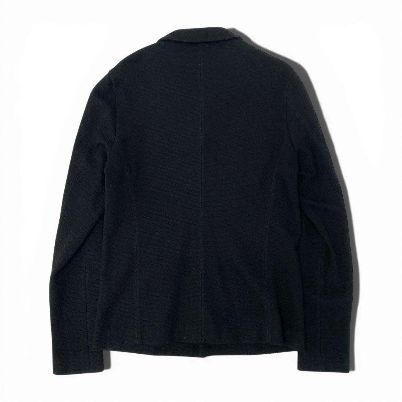 60c6 EMPORIO ARMANI エンポリオアルマーニ テーラードジャケット ブレザー エンボス加工 48サイズ ブラック メンズ 男性用u02t
