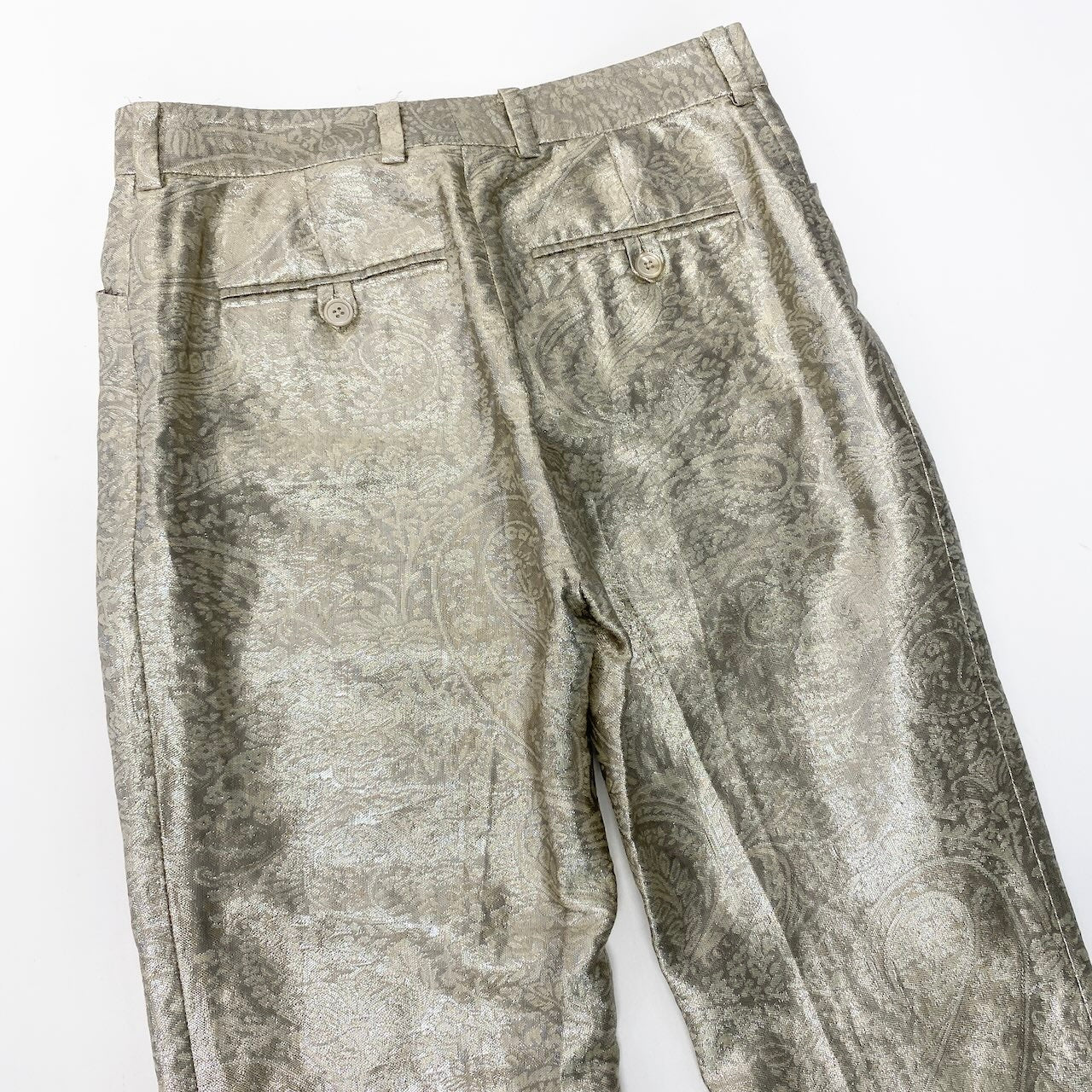 e10 RALPH LAUREN PURPLE LABEL ジャガードタックパンツ ボトム ペイズリー柄 4サイズ ゴールド レディース 女性用u02t