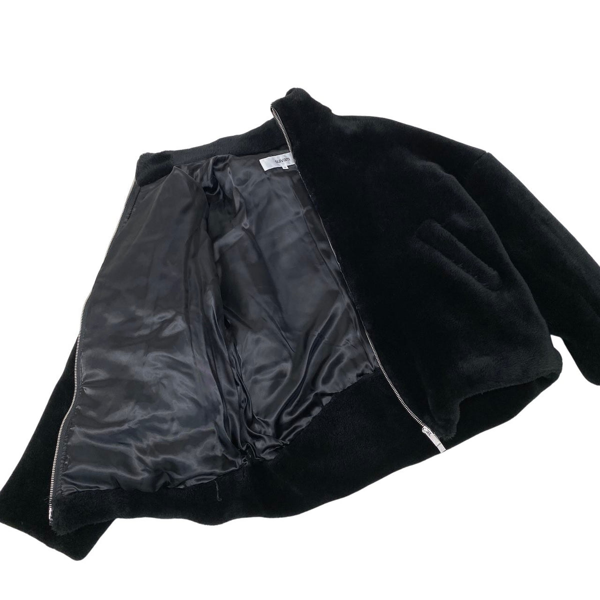 27j16 【美品】 sulvam サルバム 19aw ビッグファージャケット ファイクファーブルゾン SK-Y05-600 サイズS ブラック メンズu02t