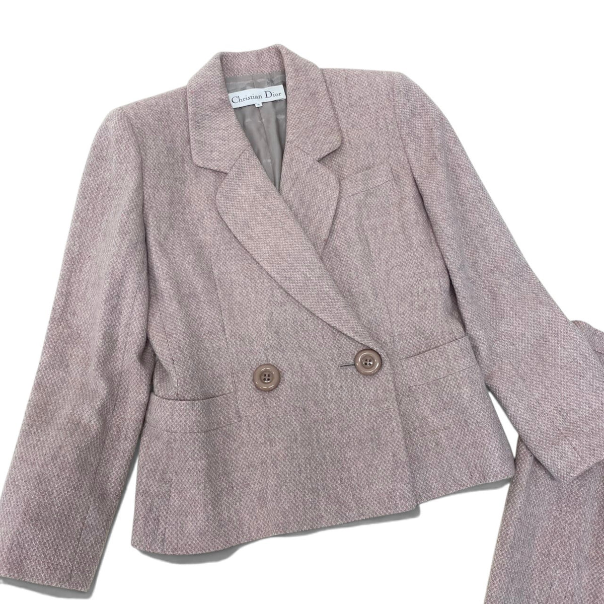 55i16 Christian Dior クリスチャンディオール セットアップ スカートスーツ ダブルブレストジャケット フォーマル サイズ9 ピンク系 ウール100％ レディースo07t