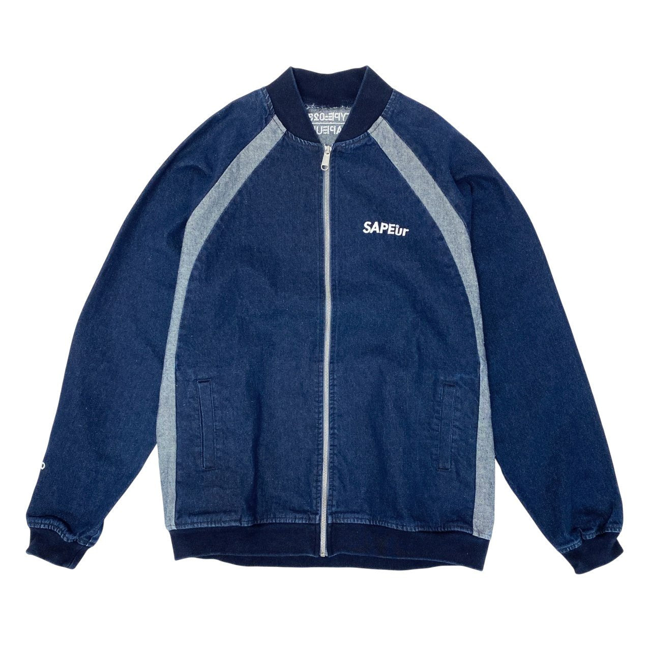 15Ⅼ1【美品】SUPEur サプール デニムトラックジャケット ジップアップジャケット コーチジャケット アウター XLサイズ インディゴ メンズo07t