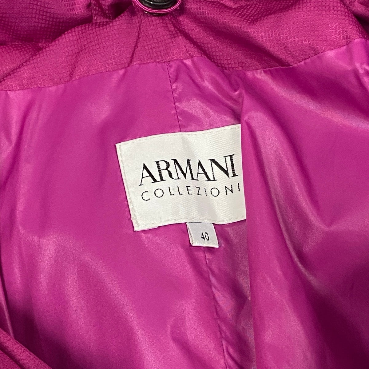 69j8 ARMANI COLLEZIONI アルマーニコレッツィオーニ  変形フーデッド ダウンコート アウター フーディ  IT40 パープル ポリエステル レディースo07t