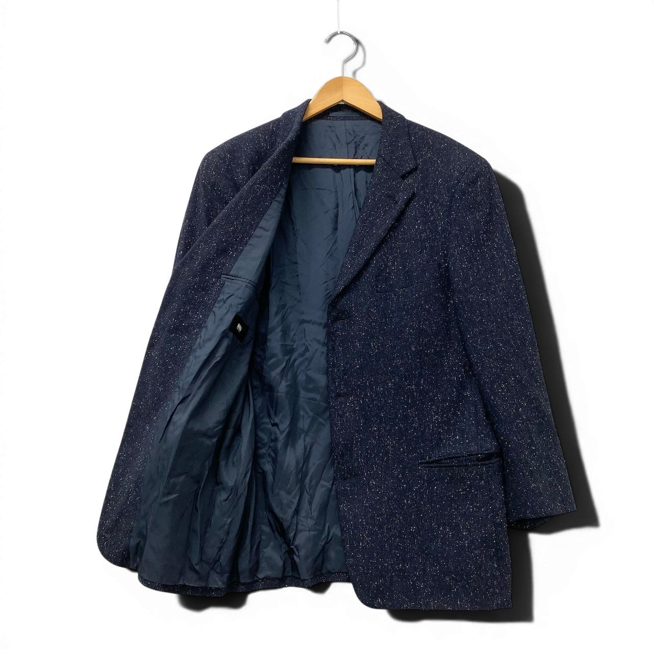 73e15 BOSS HUGO BOSS ボス  ヒューゴボス テーラードジャケット STRETCH シングル 3B サイズ52 ネイビー メンズ 紳士服u02t