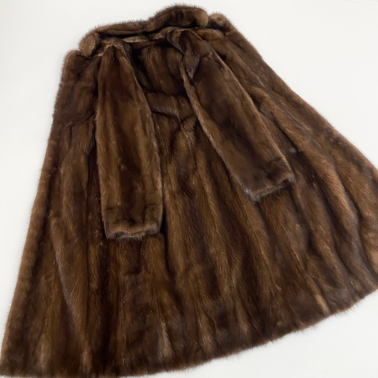 69e13 パステルミンク ロングコート サイズ9 ブラウン 本毛皮 Pastel Mink Fur Long Coat 毛質 毛並み◎t18r
