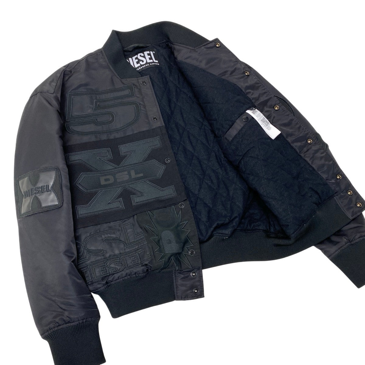 25g14 DIESEL ディーゼル J-BULC-PATCH JACKET ボンバージャケット スタジャン パッチワークデザイン A04982 サイズM ブラック メンズu02t
