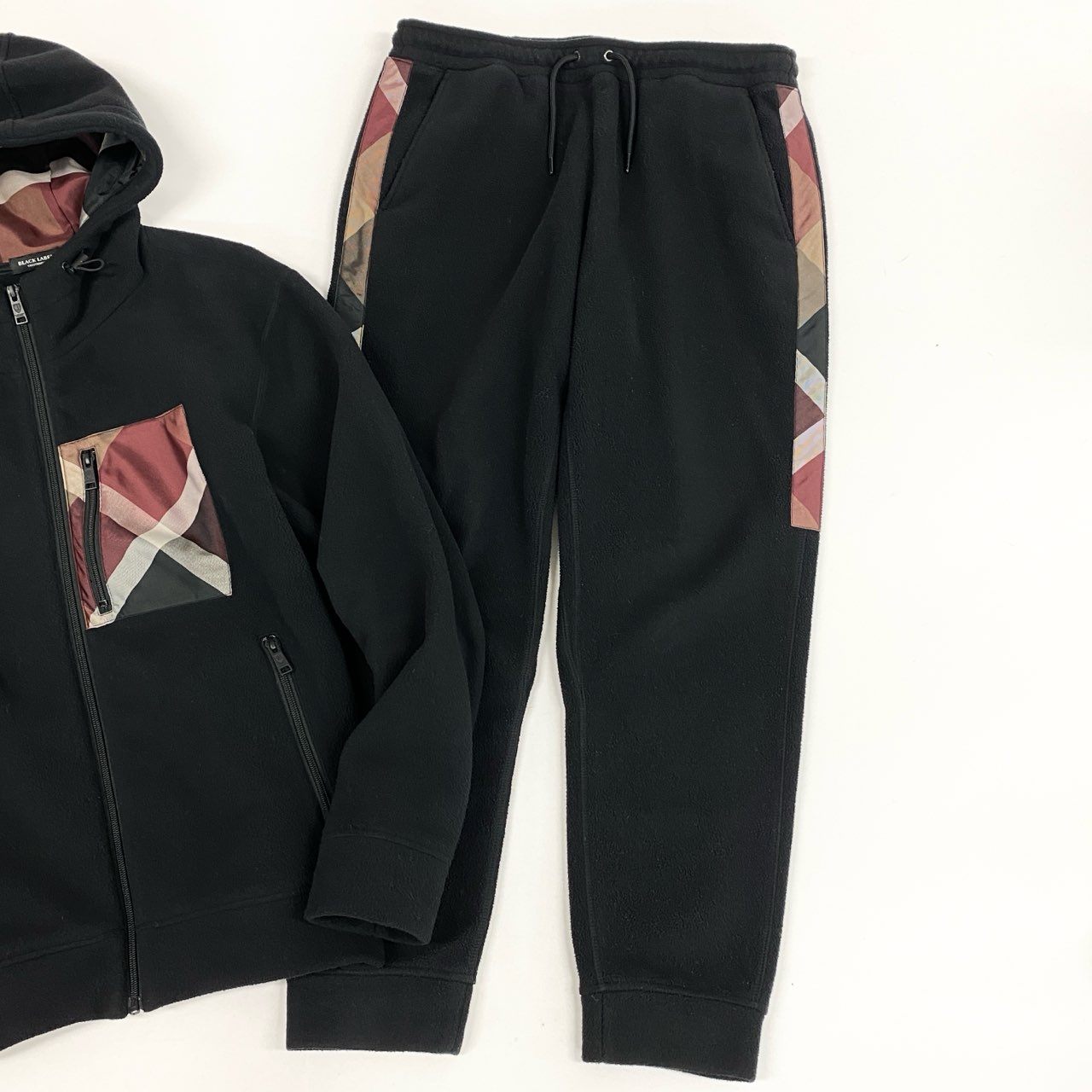 52L9 BLACK LABEL CRESTBRIDGE ブラックレーベルクレストブリッジ フリースパーカー ボトムス セットアップ 2点セット L ブラック メンズ 男性用u02t