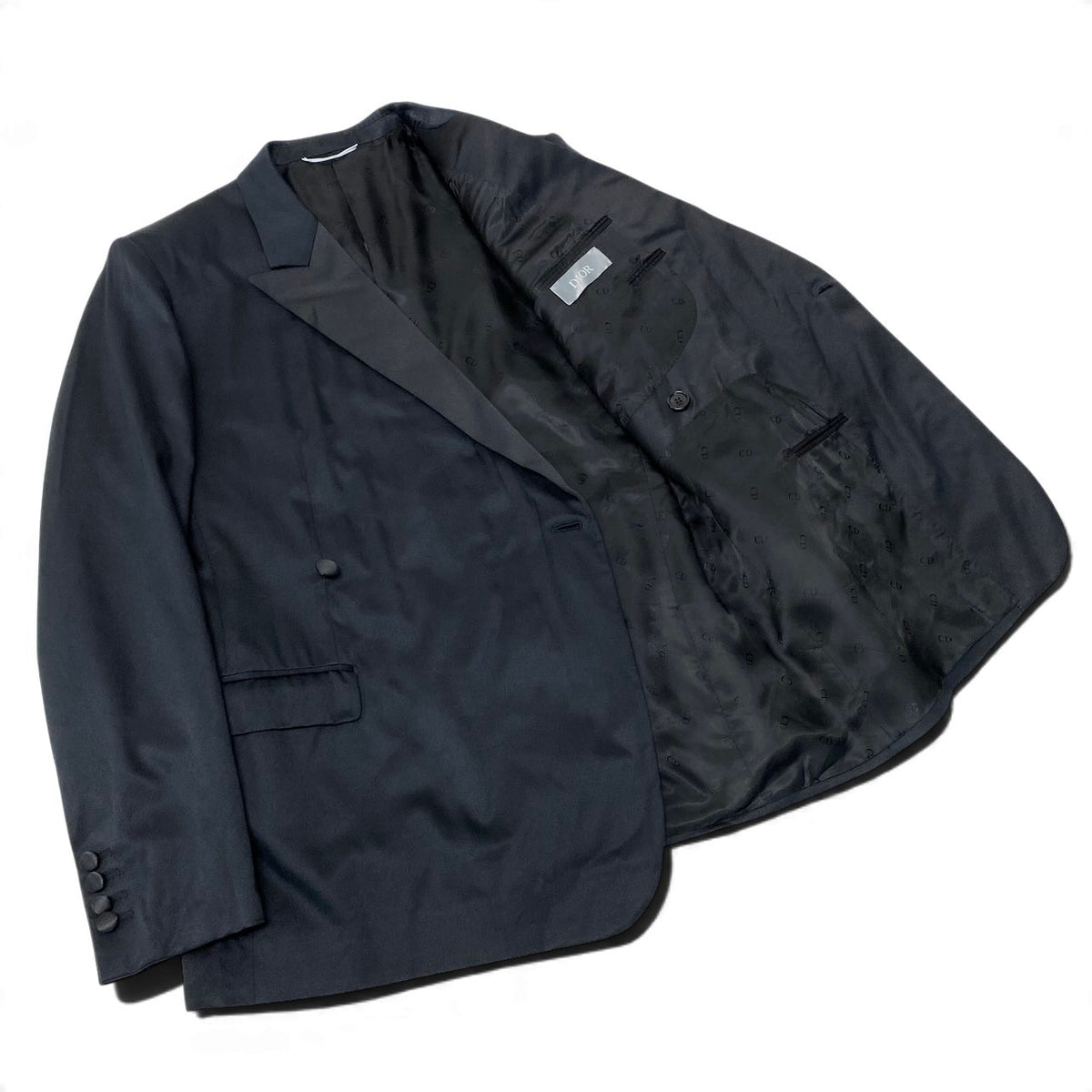 28j15 【極美品】 DIOR ディオール テーラードジャケット シングル 1B 無地 サイズ48C ブラック メンズ 紳士服u02t