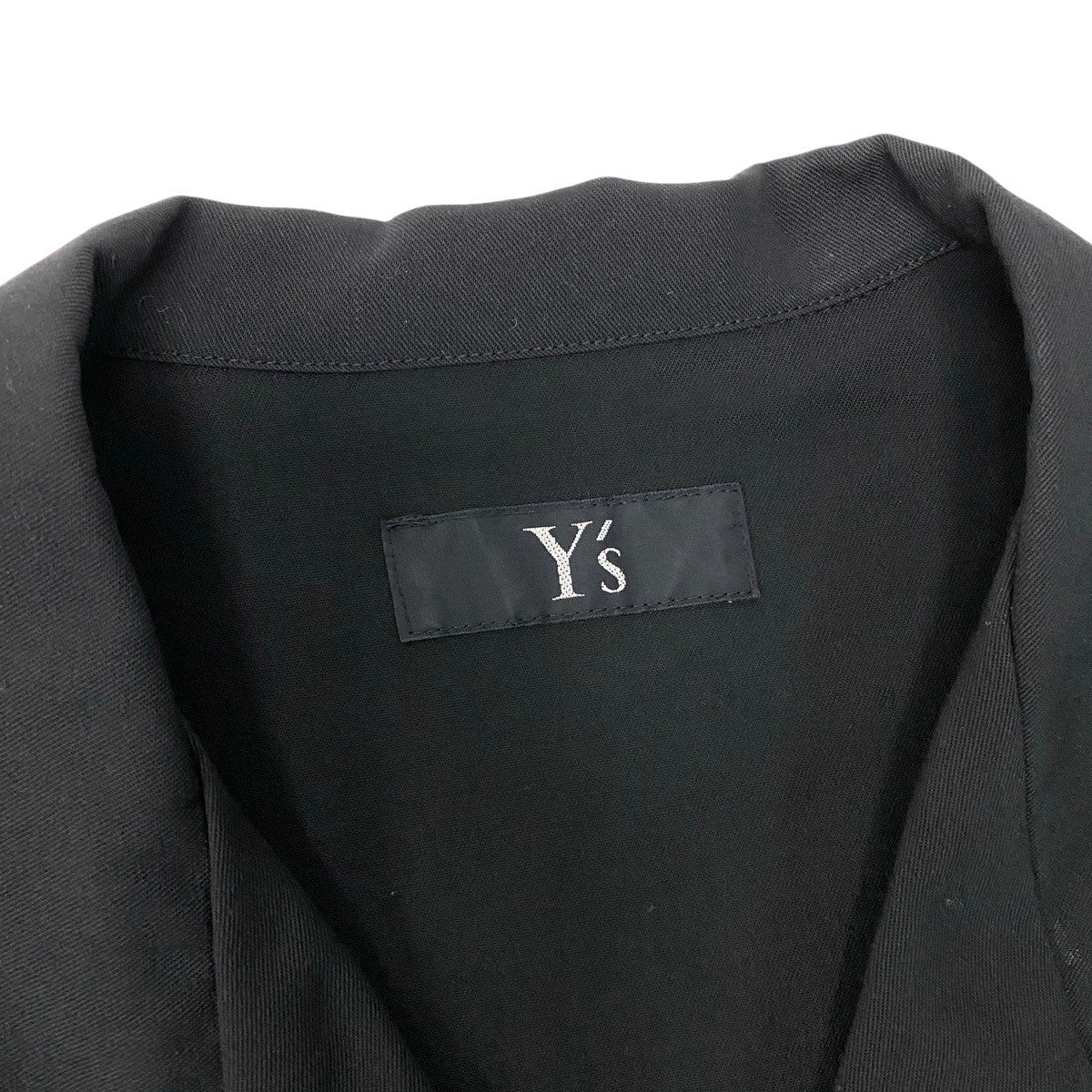Ae28 Y`s ワイズ アシンメトリー オープンカラー 半袖シャツ YZ-B06-103 ブラック ウール100％ レディース女性服u02t