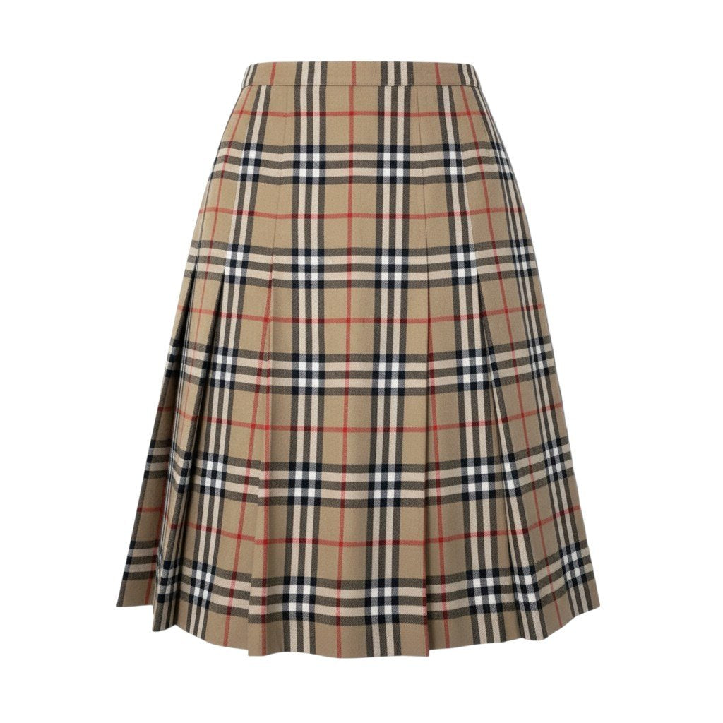30j4 BURBERRYS バーバリーズ プリーツスカート ノバチェック ウールスカート 13BRサイズ ベージュ ウール100％ レディース 女性用u02t