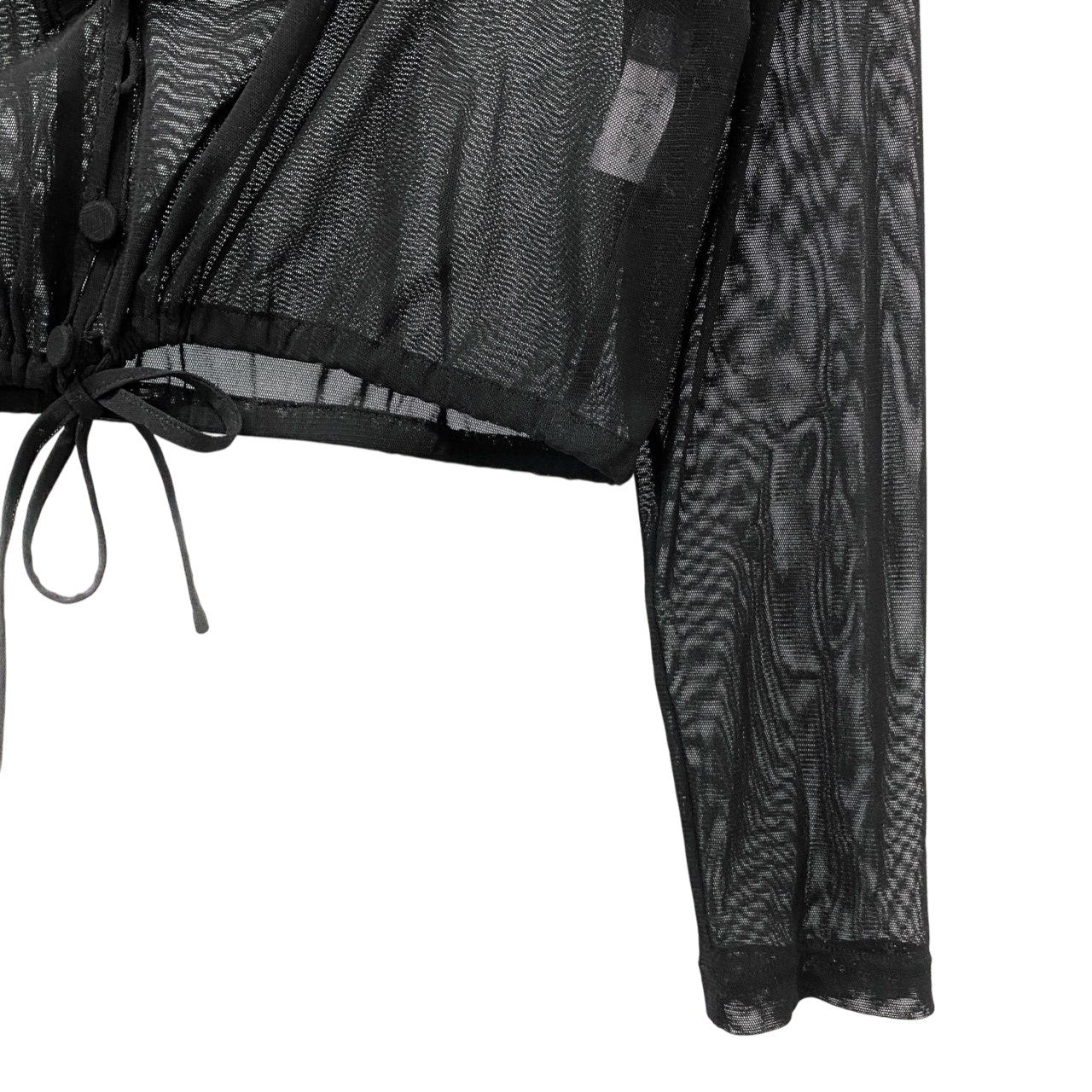 45c6 【美品】 TOKUKO 1erVOL トクコプルミエヴォル シアーボレロ フリル カーディガン ショート丈 裾リボン レディース 女性服 サイズ9 ブラック ポリエステル100％u02t