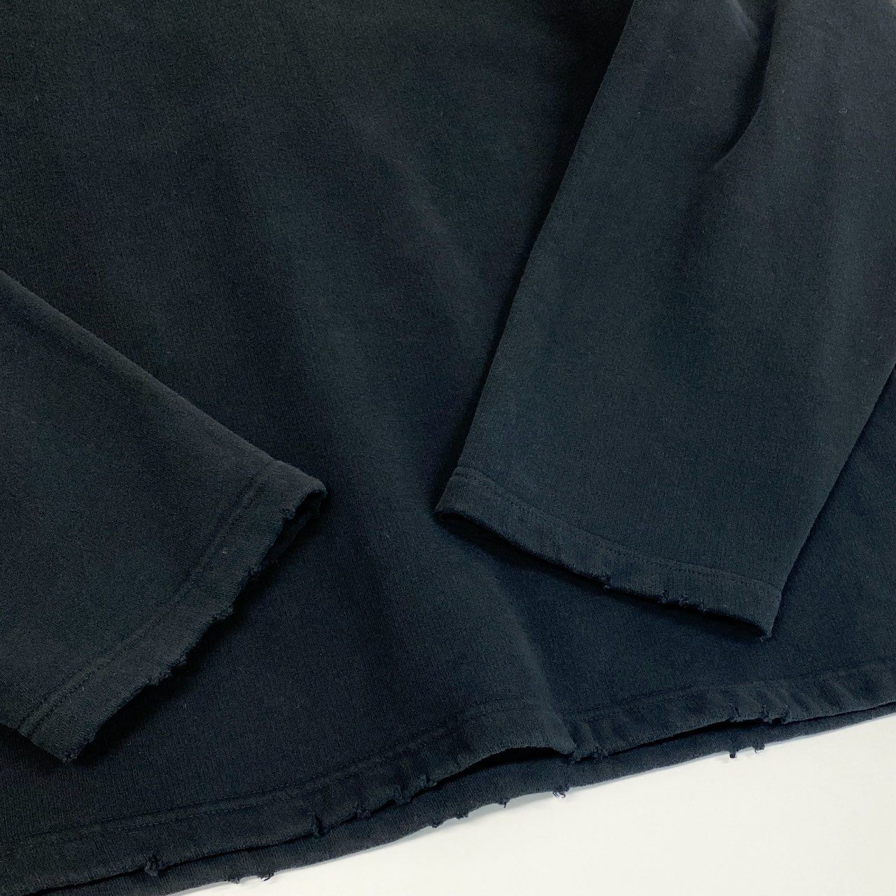 30a9 BALENCIAGA バレンシアガ 21AW UNIFIT 裏起毛 オーバーサイズ スウェットパーカー FREEロゴ クラッシュ加工  ユニセックス 男女兼用 XXS ブラック コットン100％o07t