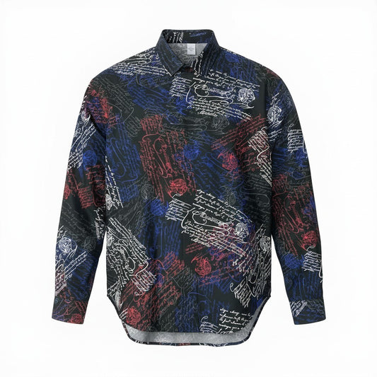 62d5 《美品》 Berluti ベルルッティ カリグラフィ スクリット シルクシャツ サイズA42 ブラック Scritto Silk Shirtt18r