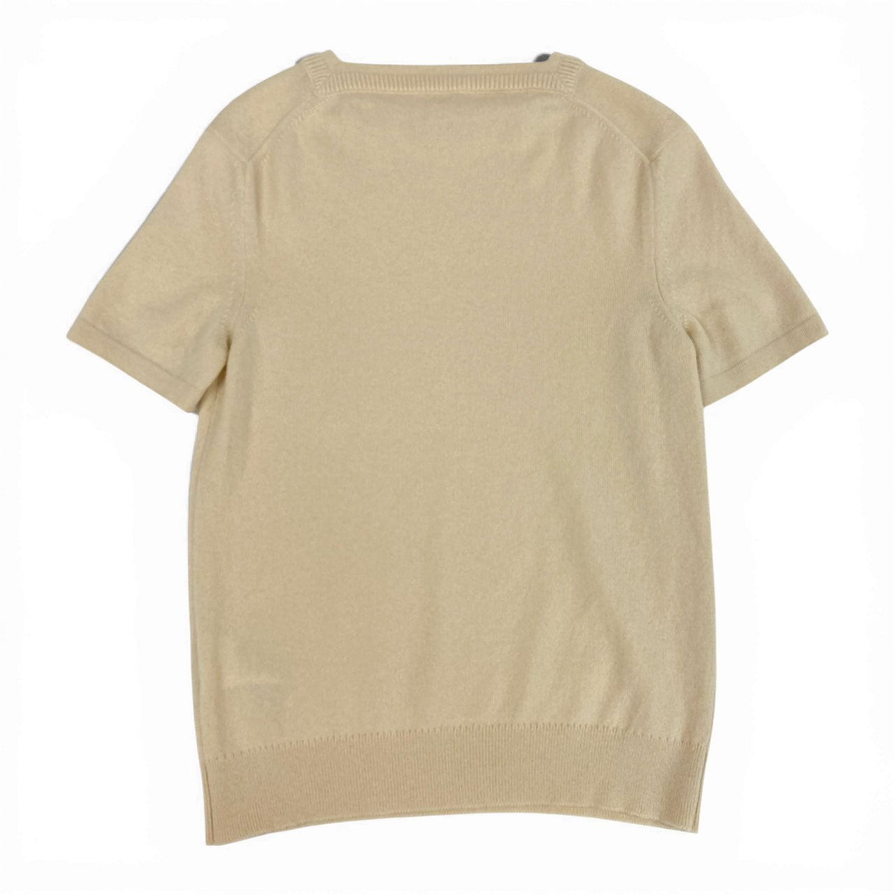 33a26 HERMES エルメス 半袖ニットセーター カシミヤニット トップス 34サイズ クリームベージュ カシミヤ100％ カシミア レディース 女性用o07t