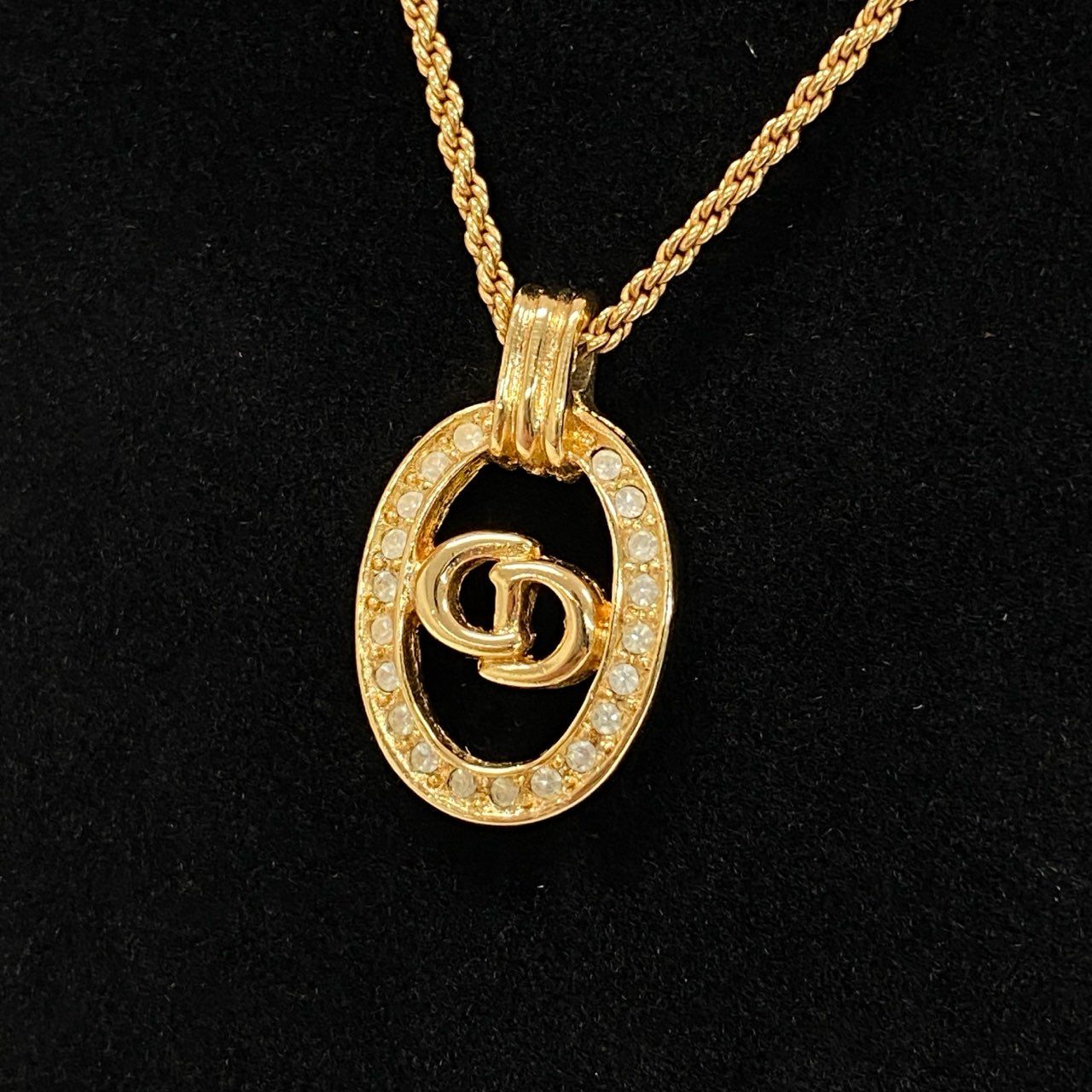 c3 Christian Dior クリスチャンディオール necklace and earring set with CD logo and rhinestonesta2