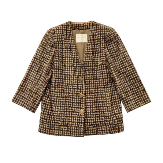 87c6 KIMIJIMA キミジマ シェアードファー 千鳥チェック コート サイズF 本毛皮 Shared Fur Coatt18r