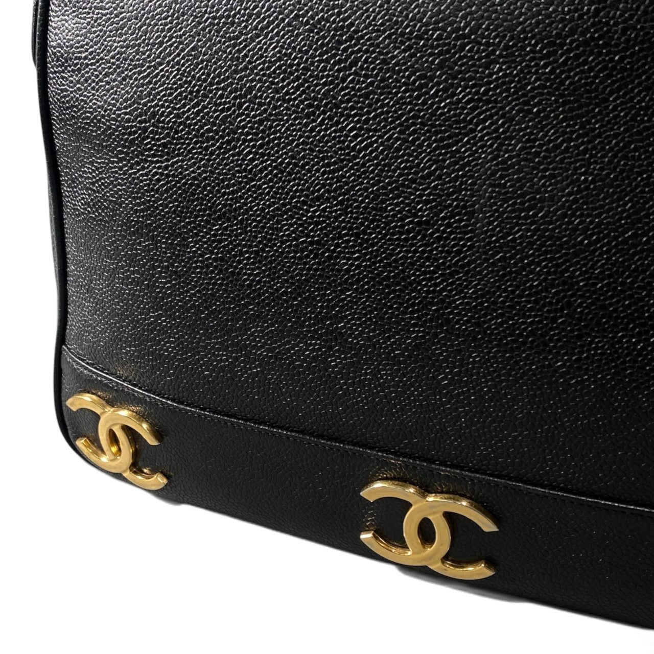c18 CHANEL シャネル トリプルココマーク キャビアスキン ショルダーバッグ Caviar Skin Triple Coco Chain Shoulder Bag ブラック レザーt18r