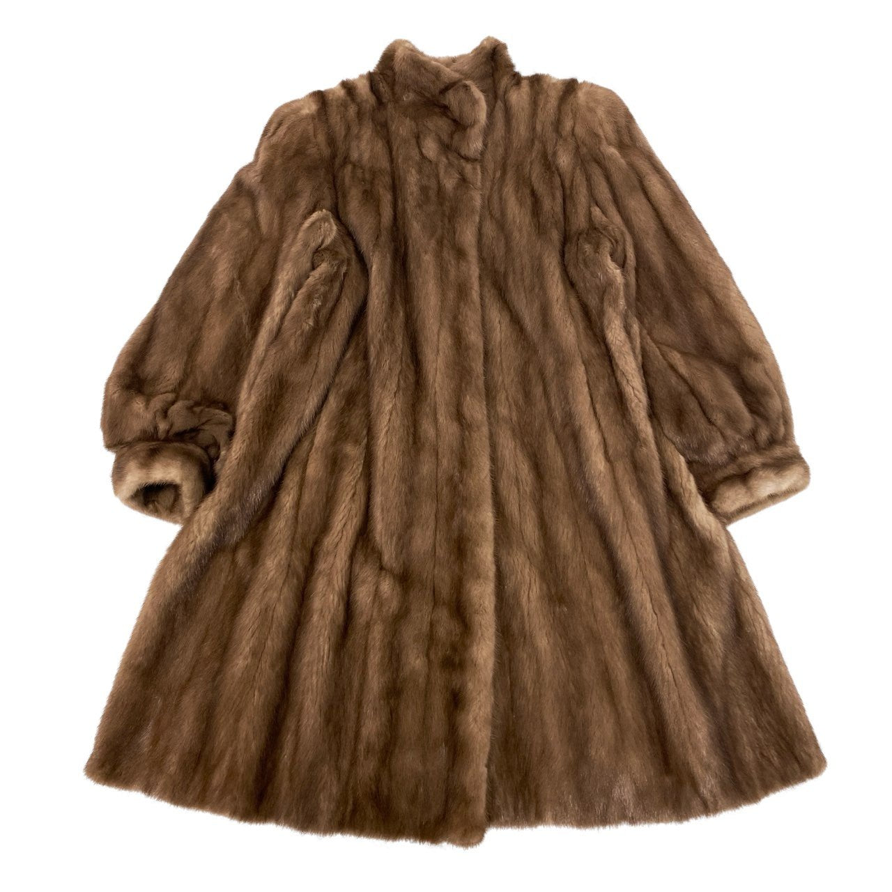 32k28 FOND MOON BAT ムーンバット パステルミンク ロングコート 着丈97cm F 茶系 本毛皮 MINK FUR リアルファーt18r